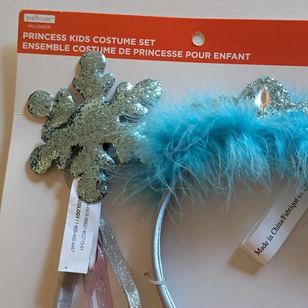 NWT Kids Snow Princess Frozen Winter Costume Snowflake Headband Wand Xmas Gift